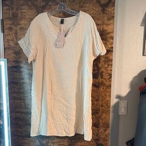 Casual Cream V-Neck Dress